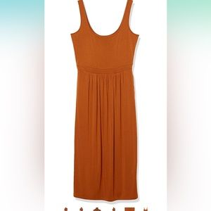 Women's Jersey Sleeveless Empire-Waist Midi Dress (Caramel color, Small)